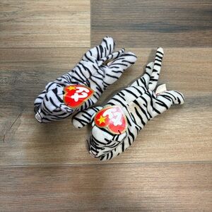 Vintage (1999) TY McDonald's Teenie Beanie Set of 2 “Blizz” the White Tiger 6”